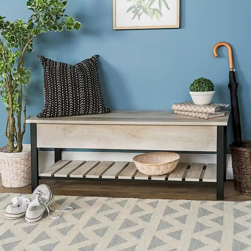 Banc de rangement à couvercle relevable
