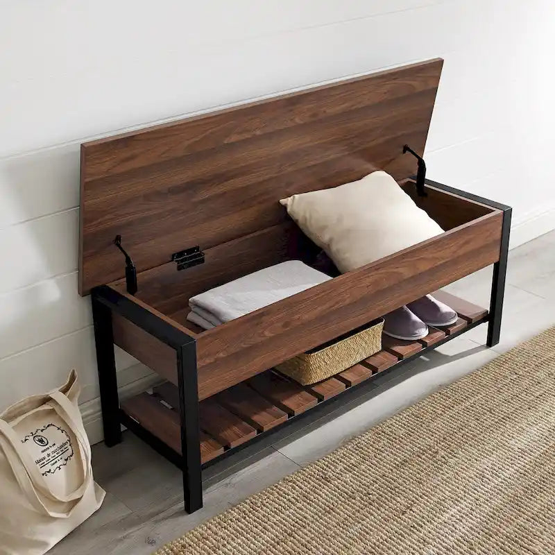 Banc de rangement à couvercle relevable