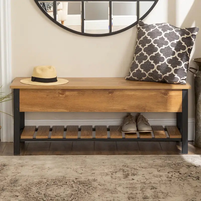 Banc de rangement à couvercle relevable