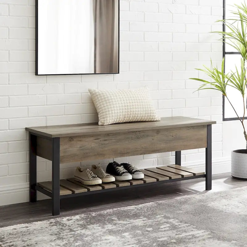 Banc de rangement à couvercle relevable