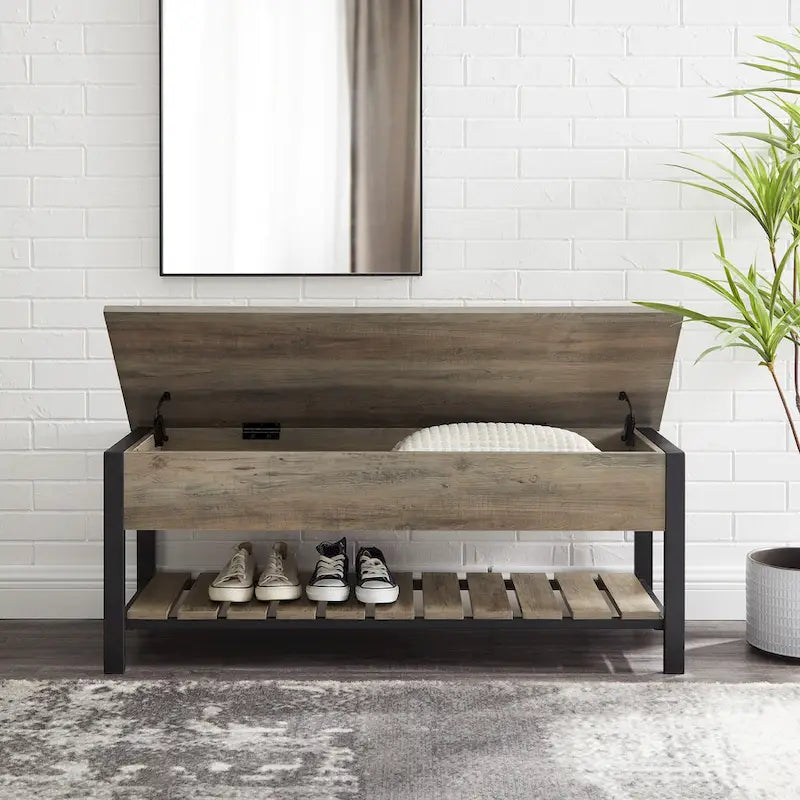Banc de rangement à couvercle relevable