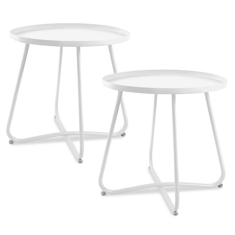 Table d'appoint ronde en métal étanche pour intérieur et extérieur