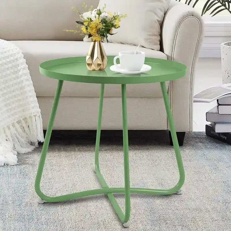Table d'appoint ronde en métal étanche pour intérieur et extérieur