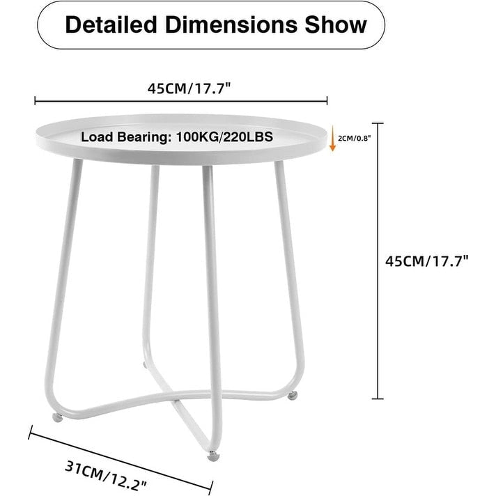 Table d'appoint ronde en métal étanche pour intérieur et extérieur