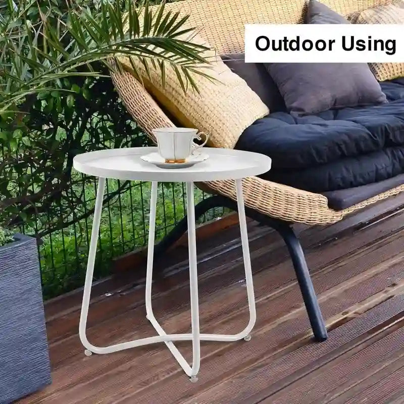 Table d'appoint ronde en métal étanche pour intérieur et extérieur
