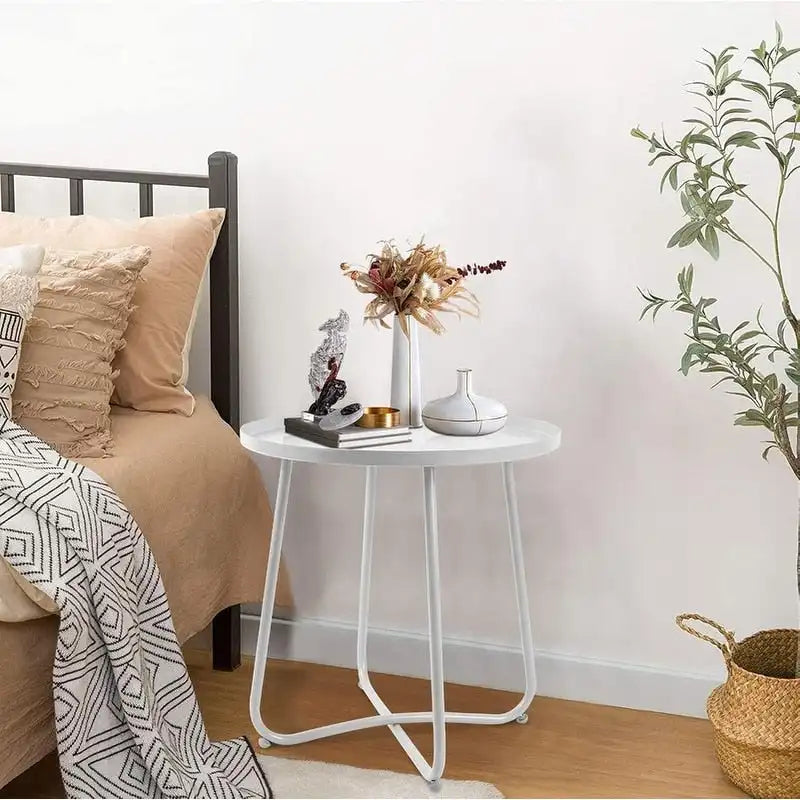 Table d'appoint ronde en métal étanche pour intérieur et extérieur