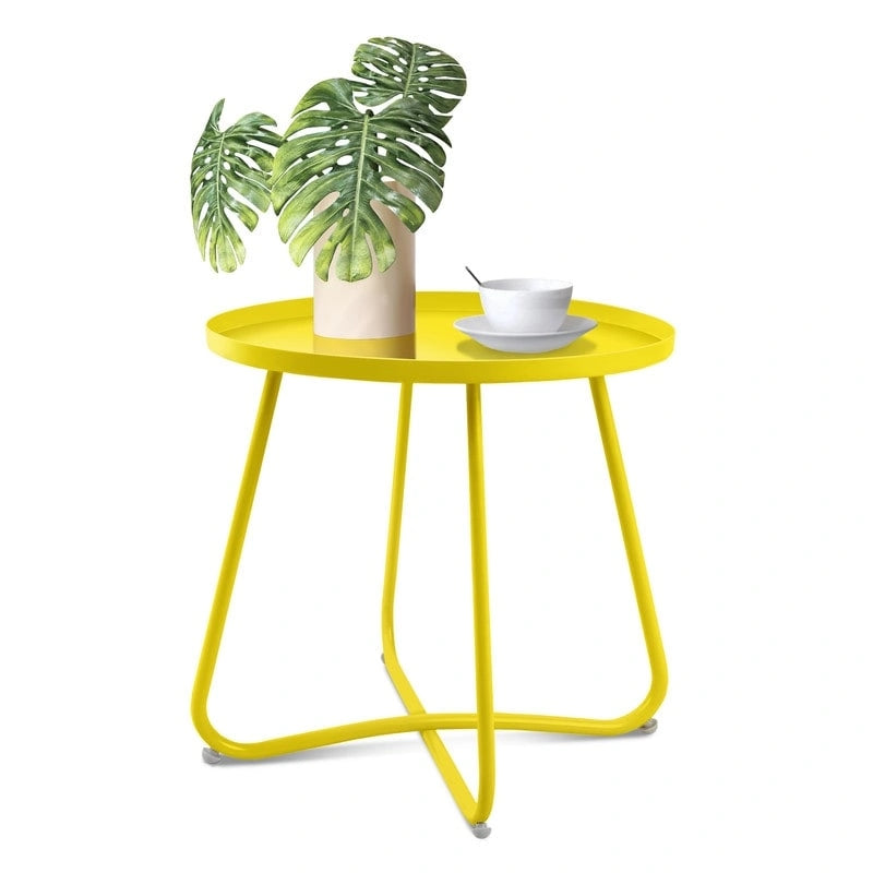 Table d'appoint ronde en métal étanche pour intérieur et extérieur