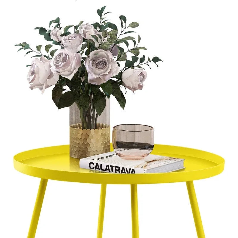 Table d'appoint ronde en métal étanche pour intérieur et extérieur