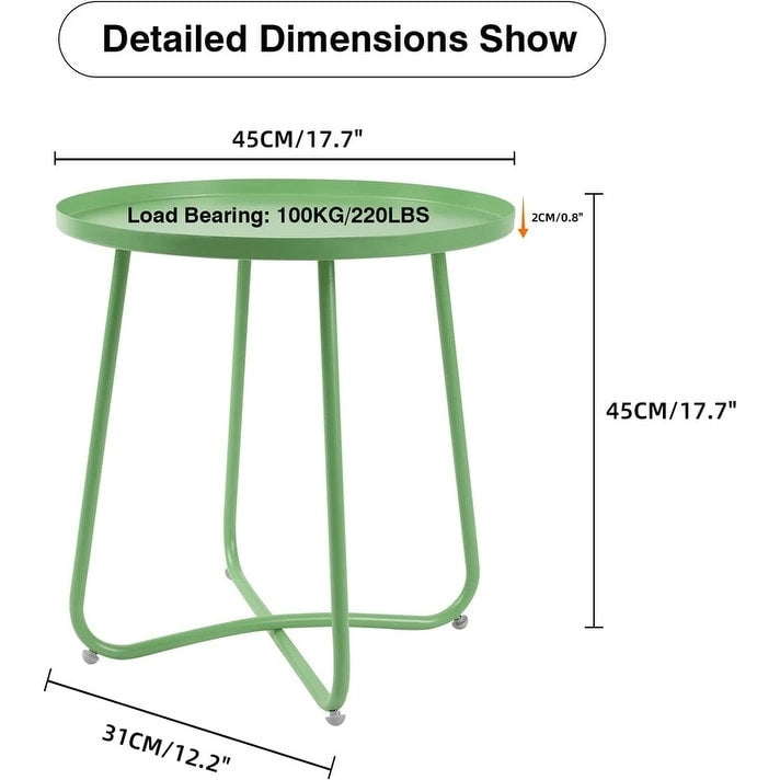 Table d'appoint ronde en métal étanche pour intérieur et extérieur