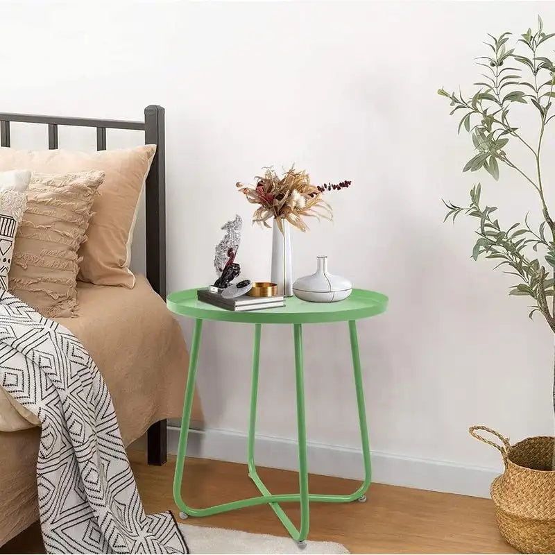 Table d'appoint ronde en métal étanche pour intérieur et extérieur