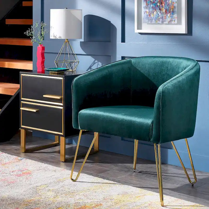Bette Gold Finish Velvet Accent Chair by 