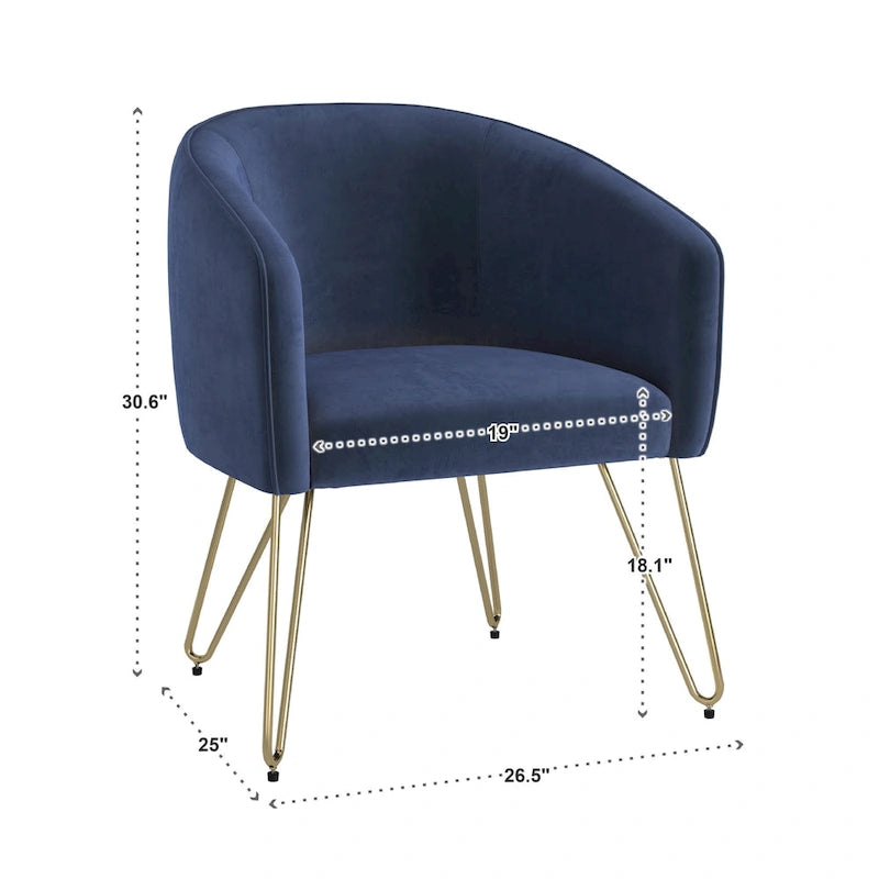 Fauteuil d'appoint en velours finition dorée Bette