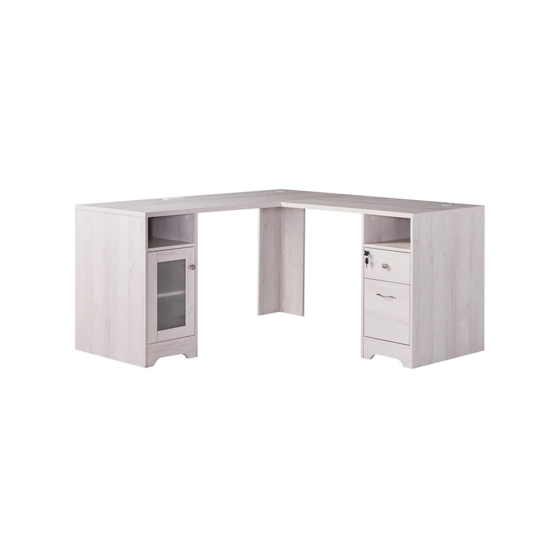 Bureau informatique d'angle de 59 pouces de style transitionnel avec ports USB