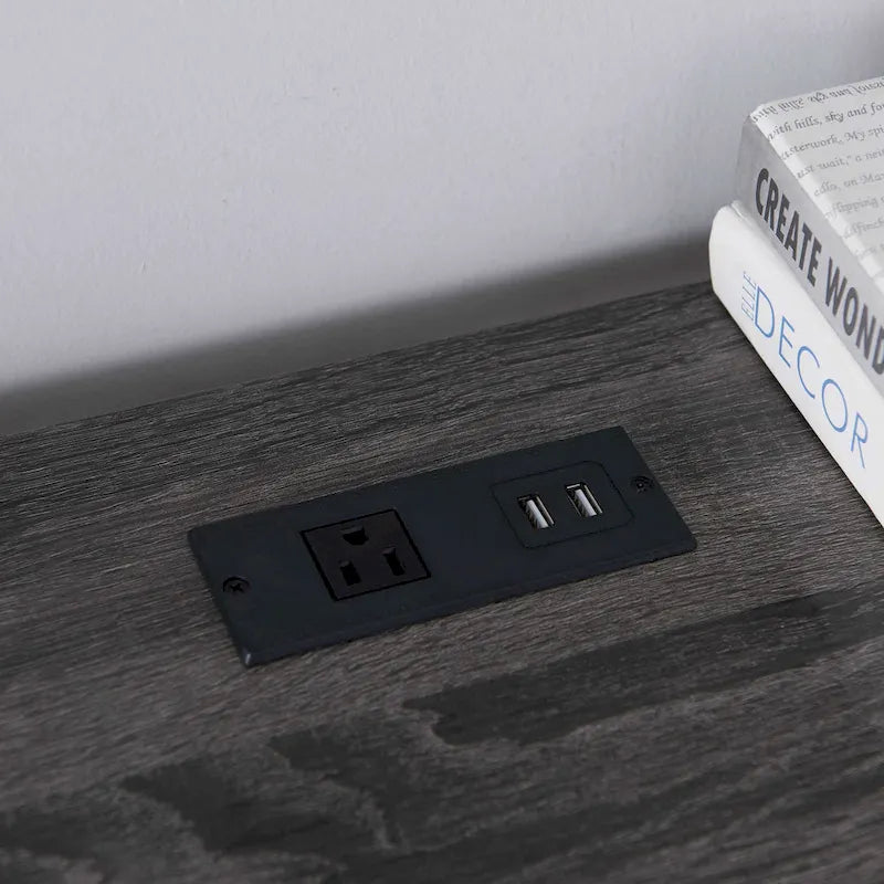 Bureau informatique d'angle de 59 pouces de style transitionnel avec ports USB