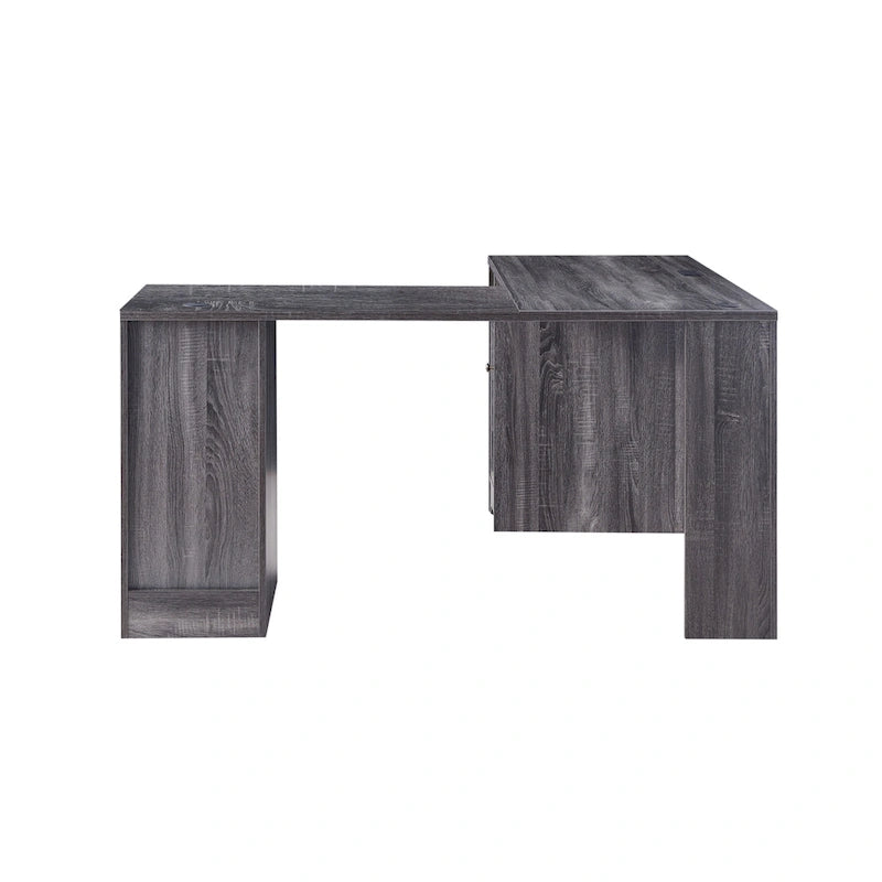 Bureau informatique d'angle de 59 pouces de style transitionnel avec ports USB