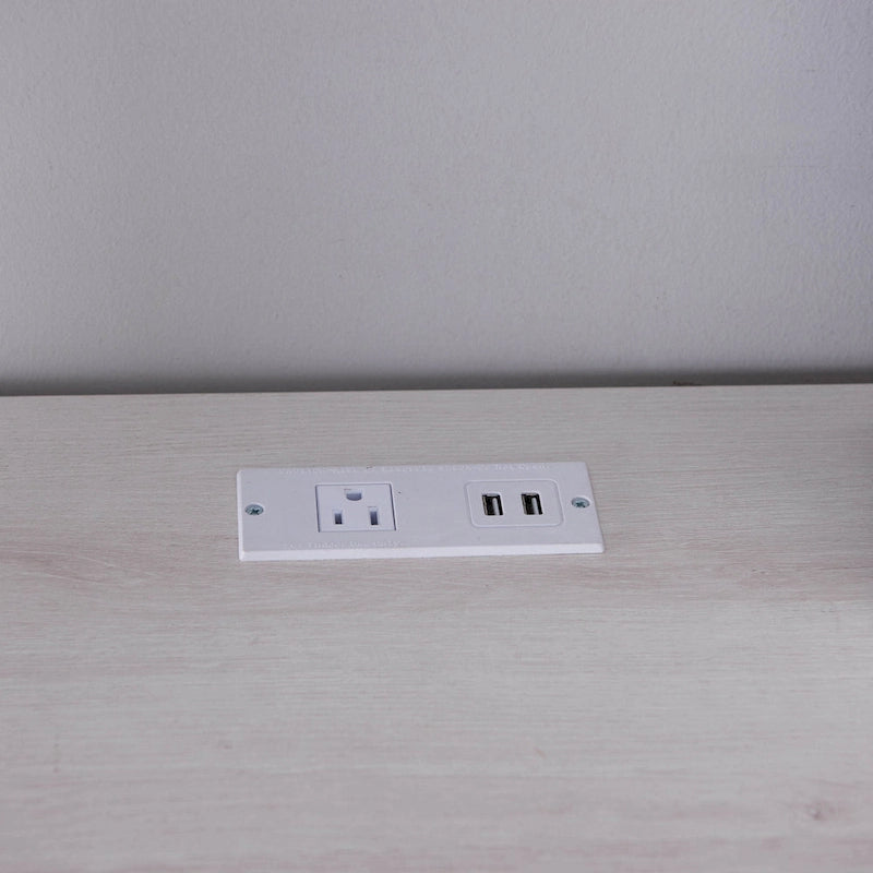 Bureau informatique d'angle de 59 pouces de style transitionnel avec ports USB
