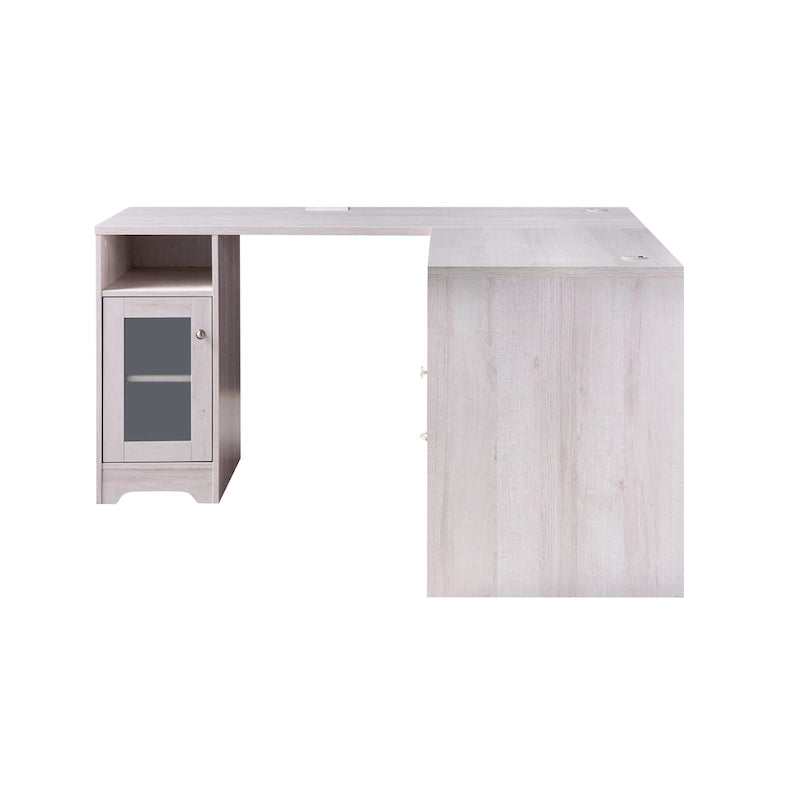 Bureau informatique d'angle de 59 pouces de style transitionnel avec ports USB