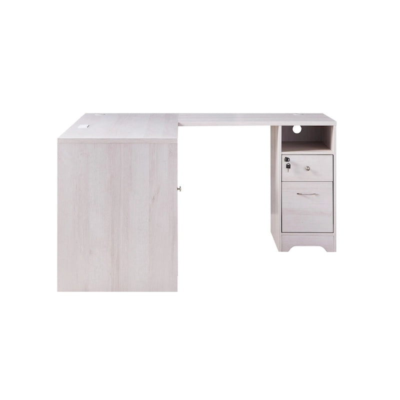 Bureau informatique d'angle de 59 pouces de style transitionnel avec ports USB