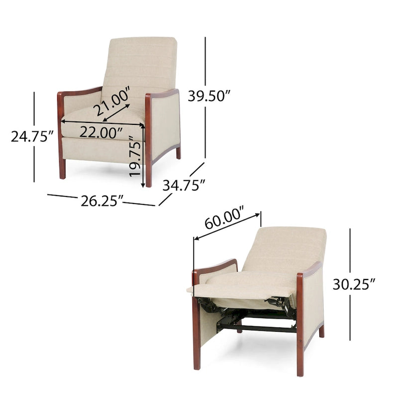 Fauteuil inclinable à dossier matelassé capitonné