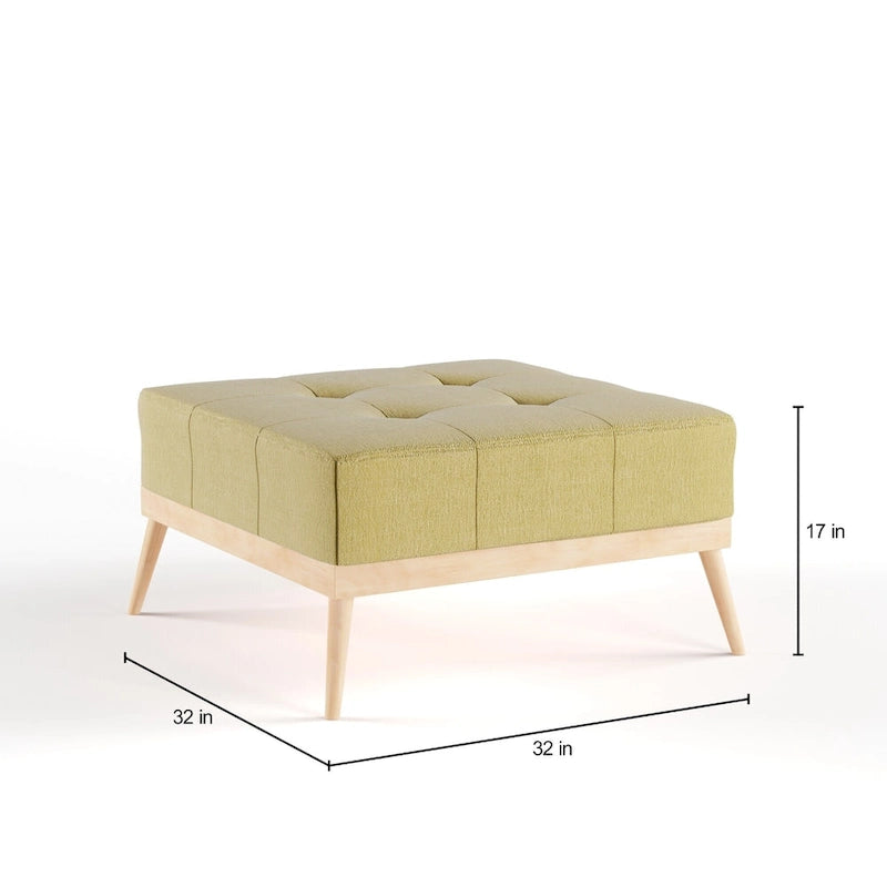  Carson Lund Mid-century Tufted Fabric Square Ottoman Table