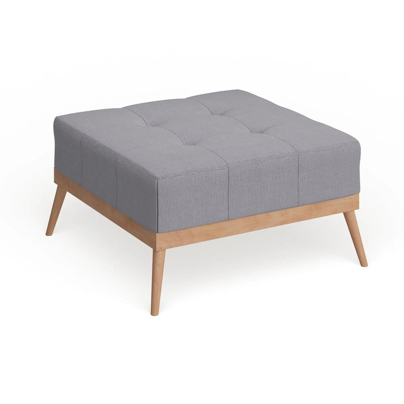 Table Ottomane Carrée en Tissu Capitonnée du Milieu du Siècle