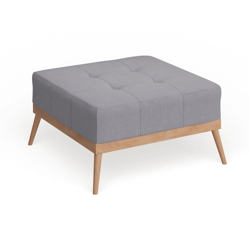Table Ottomane Carrée en Tissu Capitonnée du Milieu du Siècle