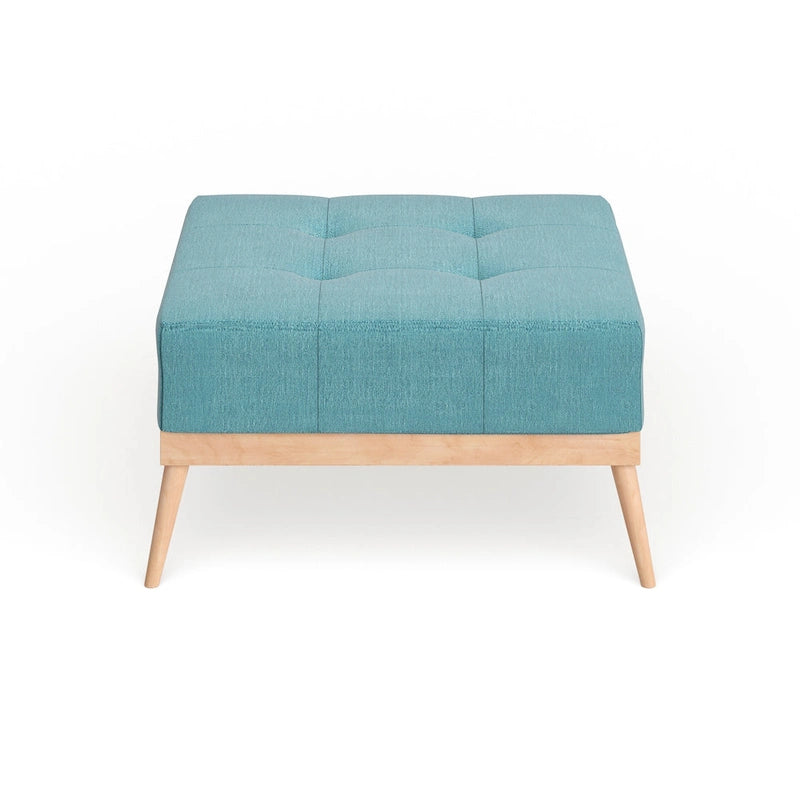 Table Ottomane Carrée en Tissu Capitonnée du Milieu du Siècle