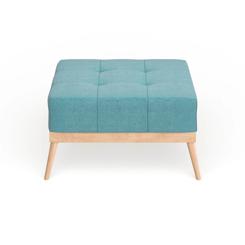 Table Ottomane Carrée en Tissu Capitonnée du Milieu du Siècle