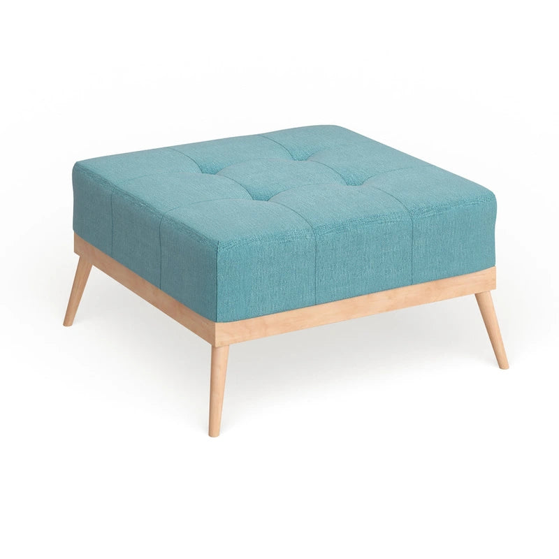 Table Ottomane Carrée en Tissu Capitonnée du Milieu du Siècle