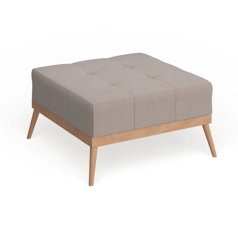 Table Ottomane Carrée en Tissu Capitonnée du Milieu du Siècle