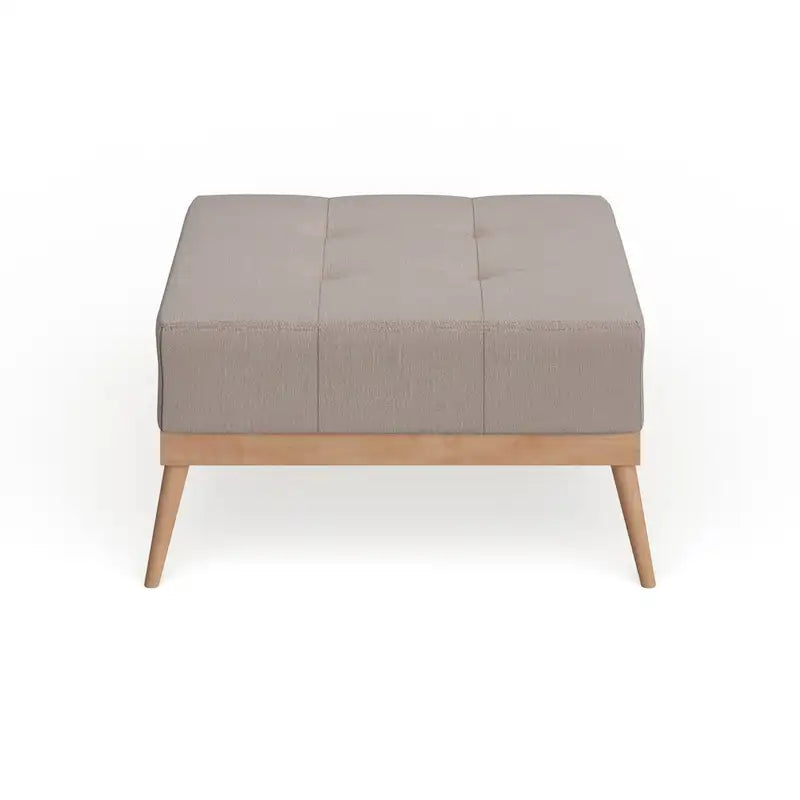 Table Ottomane Carrée en Tissu Capitonnée du Milieu du Siècle