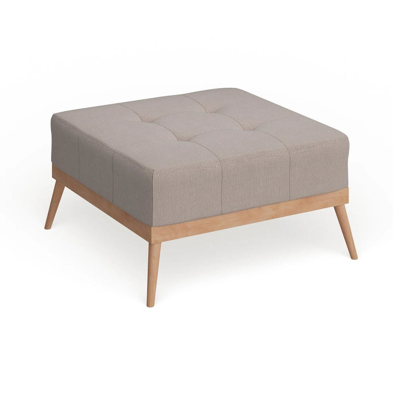 Table Ottomane Carrée en Tissu Capitonnée du Milieu du Siècle