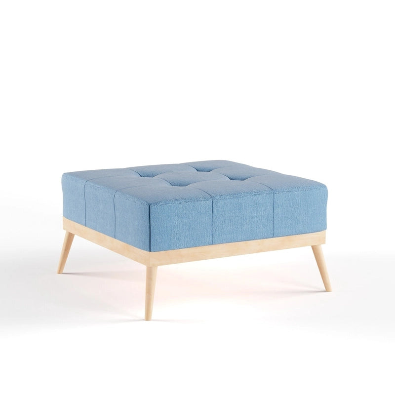Table Ottomane Carrée en Tissu Capitonnée du Milieu du Siècle