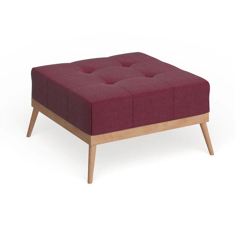 Table Ottomane Carrée en Tissu Capitonnée du Milieu du Siècle