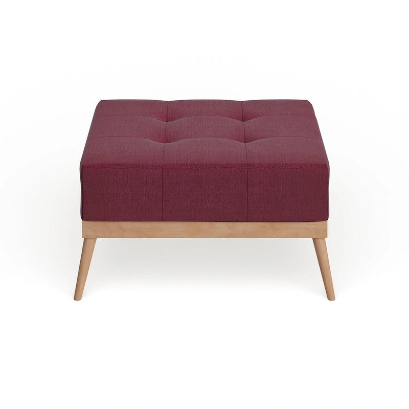 Table Ottomane Carrée en Tissu Capitonnée du Milieu du Siècle