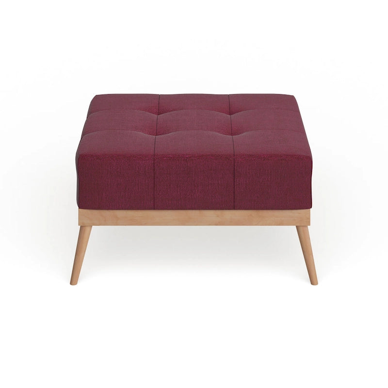 Table Ottomane Carrée en Tissu Capitonnée du Milieu du Siècle