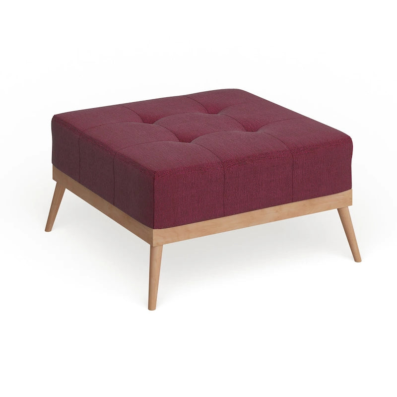 Table Ottomane Carrée en Tissu Capitonnée du Milieu du Siècle