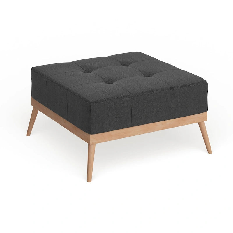 Table Ottomane Carrée en Tissu Capitonnée du Milieu du Siècle