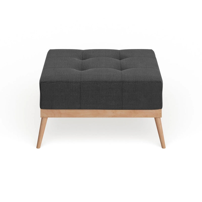 Table Ottomane Carrée en Tissu Capitonnée du Milieu du Siècle