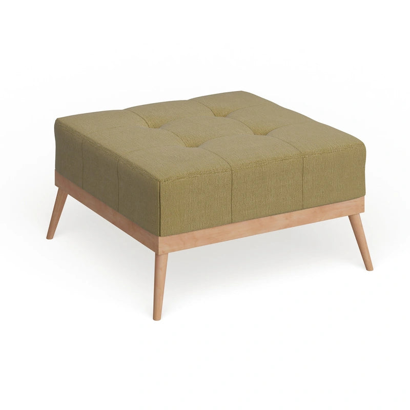 Table Ottomane Carrée en Tissu Capitonnée du Milieu du Siècle