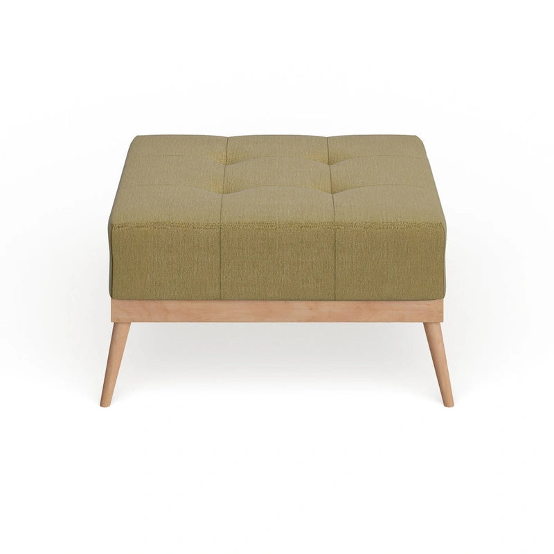Table Ottomane Carrée en Tissu Capitonnée du Milieu du Siècle