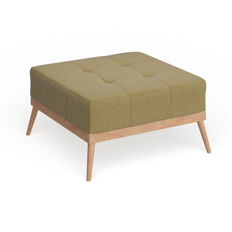 Table Ottomane Carrée en Tissu Capitonnée du Milieu du Siècle