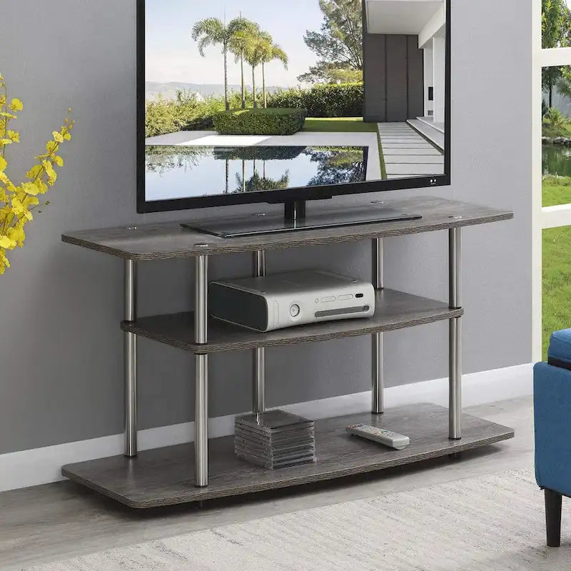 Meuble TV large à 3 niveaux, sans outils