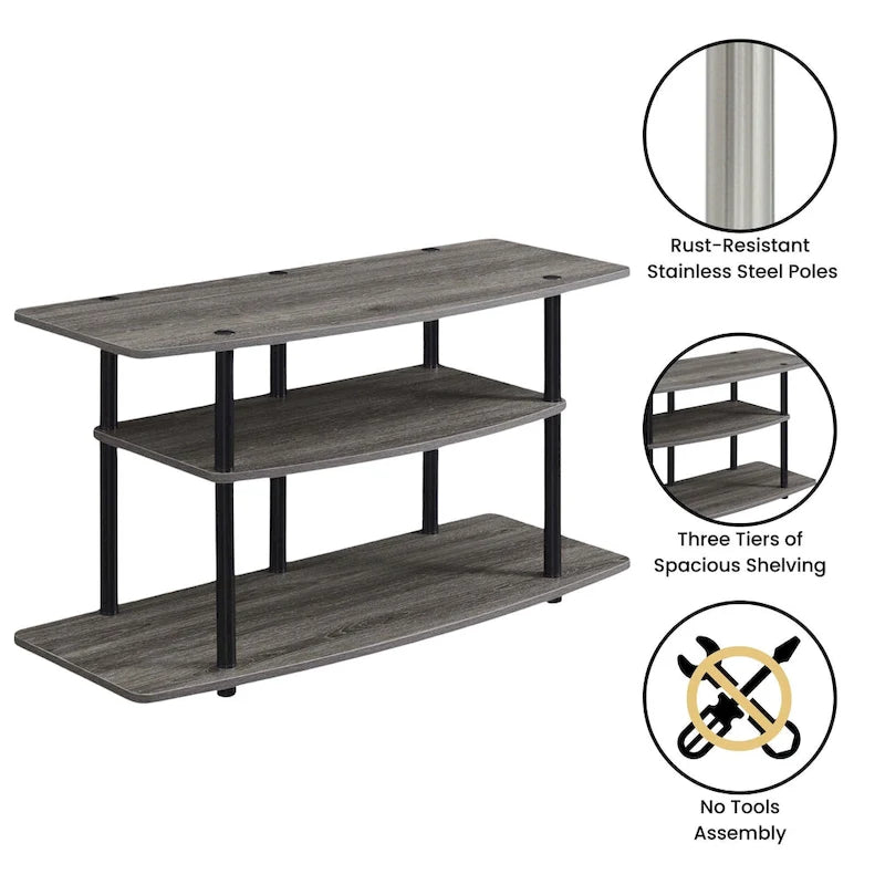 Meuble TV large à 3 niveaux, sans outils