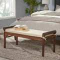 Banc Nelson rustique en bois d'acacia avec coussin