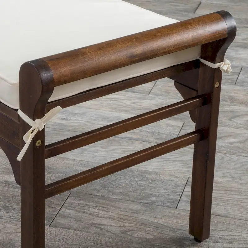 Banc Nelson rustique en bois d'acacia avec coussin