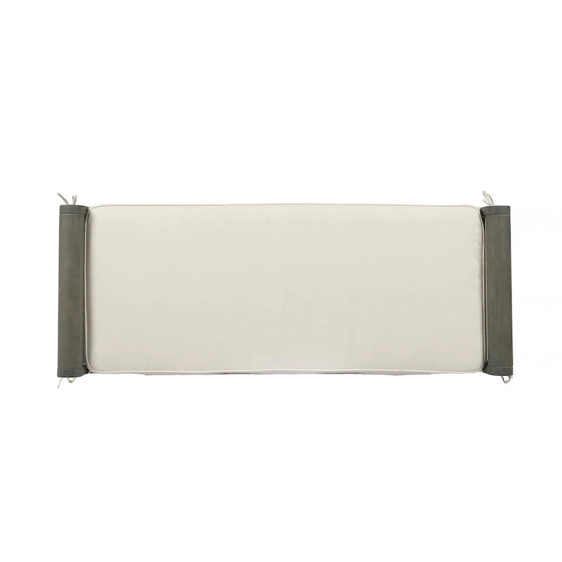 Banc Nelson rustique en bois d'acacia avec coussin