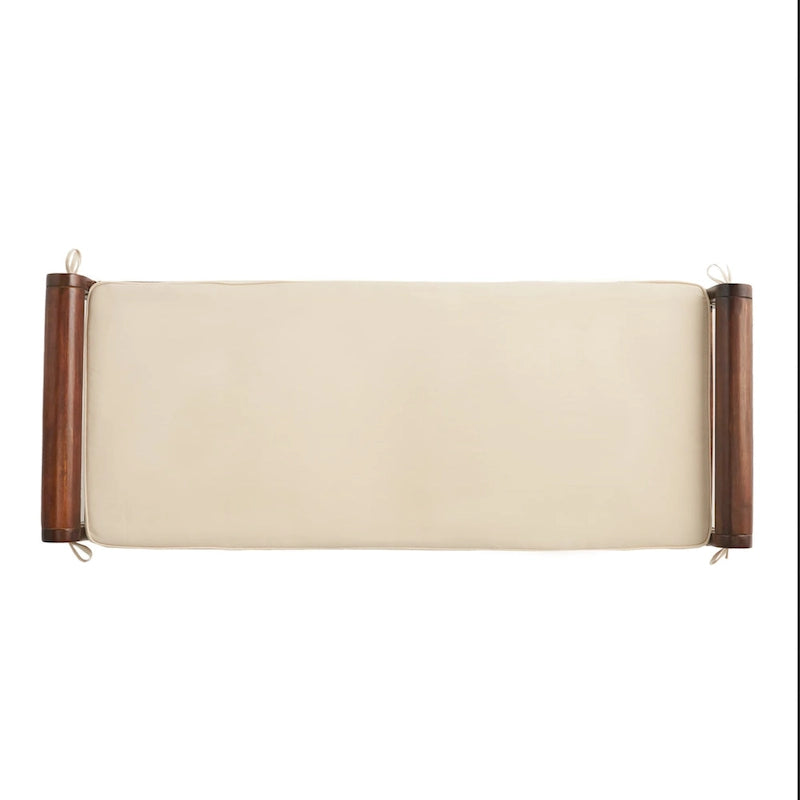Banc Nelson rustique en bois d'acacia avec coussin