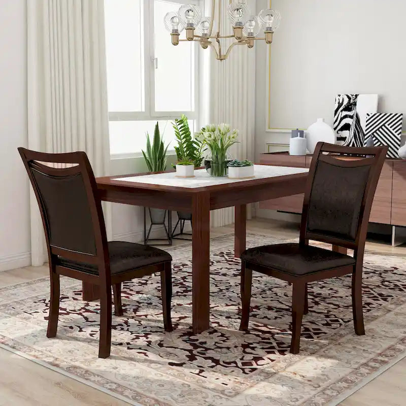  Zita Modern Classic Espresso Leather Dining Chairs ( of 2)
