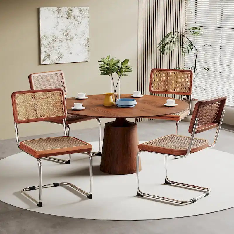 Chaises de salle à manger, chaises de cuisine en rotin naturel rembourrées, chaises d'appoint sans accoudoirs